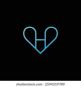 letter h for heart in blue