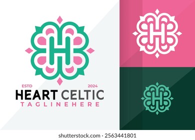 Letter H Heart Celtic Logo Icon Vector Design Illustration