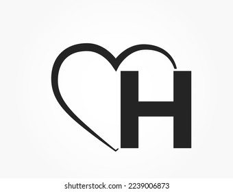 letter h   heart  element for valentine's day design  romantic   love symbol  isolated vector image
