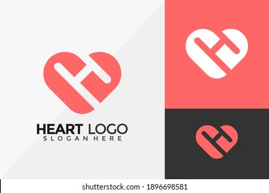 Letter H Heart Logo Design, Modern Logo Designs Vector Illustration Template