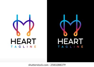 Letter h heart logo design, flame heart logo, colorful love logo, creative heart logo, letter h human care vector Icon symbol silhouette Illustration brand identity fashion beauty business company