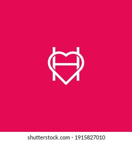 Letter H heart logo icon design vector illustration