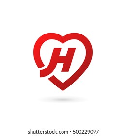 Letter H heart logo icon design template elements