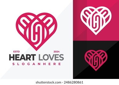 Letter H Heart Monogram Logo design vector symbol icon illustration