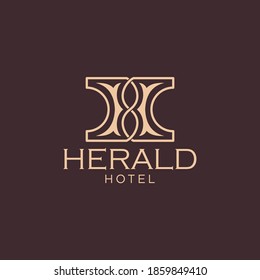 Letter H, Heraldic motif, Travel and hotel logo