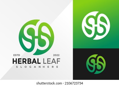 Letter H Herbal Leaf Logo Design Vector illustration template