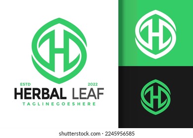 Letter H Herbal Leaf Logo Design Element Stock Vector Illustration Template