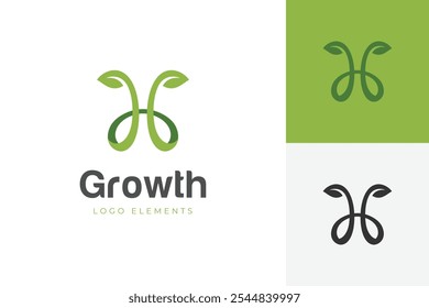 Letra H projeto de ícone de logotipo de ervas. pode ser usado crescimento de folha de vetor elementos de logotipo agrícola agrícola verde