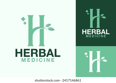 Letter H Herbal Nature Medicine Health Logo Design