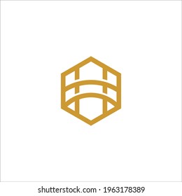 letter H hexagon logo design vector sign