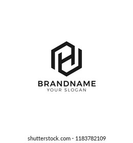 Letter H in Hexagon Logo Vector	