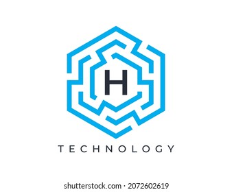 Letter H Hexagon Logo. Vector logo template