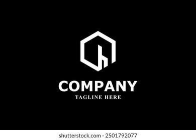 Letra H y logotipo del monograma hexagonal