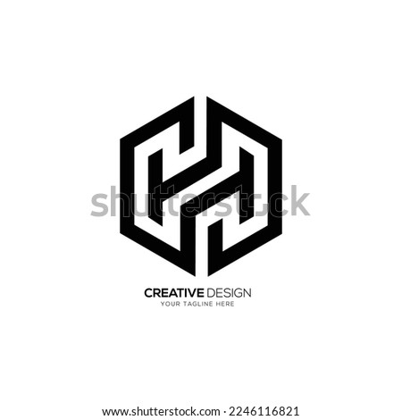 Letter H H hexagon shape modern logo