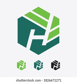 Letter H hexagon Tree vector design illustration