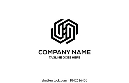 Letter H  With Hexagon Vector Logo Design Template