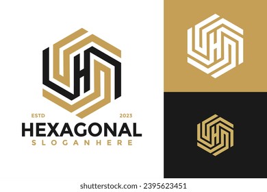 Letter H Hexagonal Logo design vector symbol icon illustration