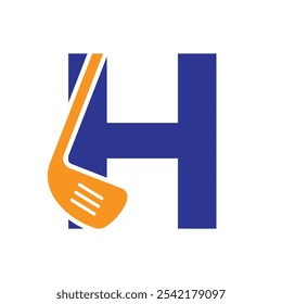 Letra H Hockey Logo. Concepto de logotipo de hockey sobre césped con símbolo de palo de hockey