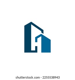 logotipo único creativo de la construcción en casa de la letra H
