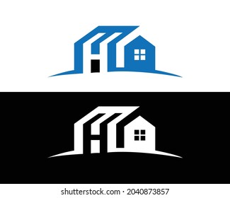 Letter H And Home Combination Logo Design Template.