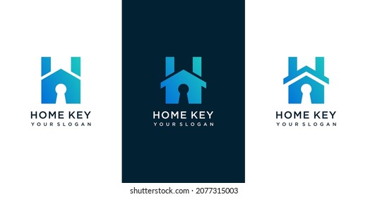 letter H home key simple logo icon set