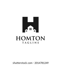 Letter H and Home Logo Design. Property Company Vector Illustration.