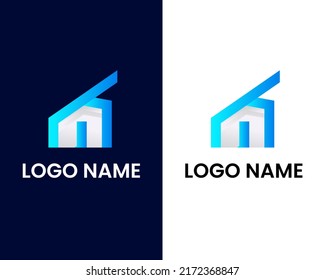 letter h with home modern logo design template