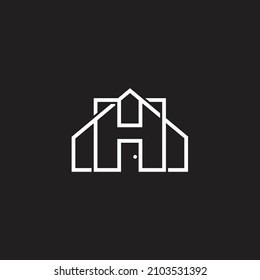 letter h home overlapping line simple logo vector