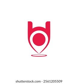 letter h home pin location red simple logo vector 