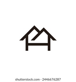 letter h home resident roof symbol logo vector 