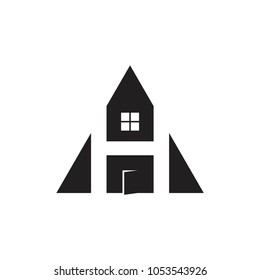 letter h home triangle shape logo