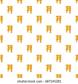 Letter H from honey pattern seamless repeat in cartoon style vector illustration