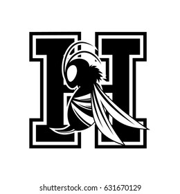 Letter H With Hornet Logo Vector