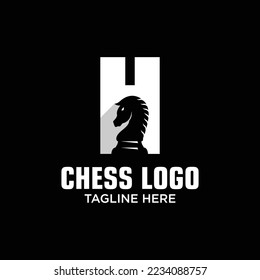 Letter H Horse Chess Logo Design Template Inspiration, Vector Illustration.