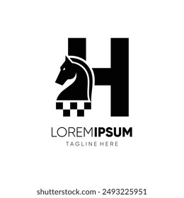 Letter H Horse Chess Logo Design Vector Icon Graphic Emblem Symbol Illustration