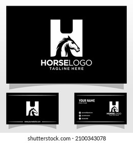 Ilustración de la plantilla de diseño del logotipo del caballo de la letra H, Ilustración del vector.