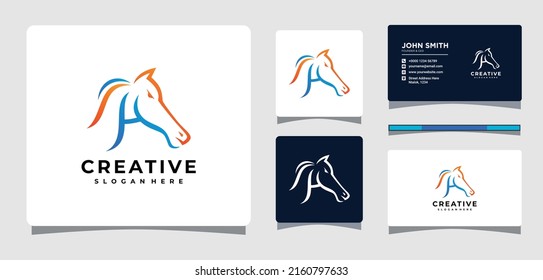 Letter H Horse Logo Template With Business Card Design Inspiration