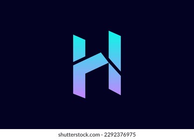 letter H and house flat style logo