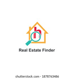Letter h for house, home, apartment, and real estate finder search icon logo vector template design