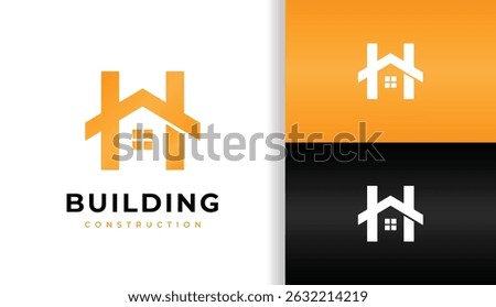 LETTER H WITH HOUSE LOGO FOR CONSTRUCTION COMPANY