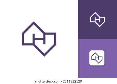 letter h house logo design vector template