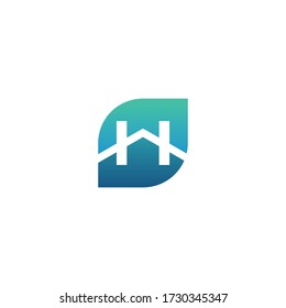 letter h with house logo simple vector