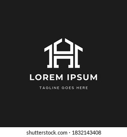 Plantilla de icono del logotipo de la casa H de la letra