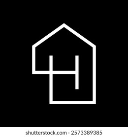 Letter H house minimalist line logo design