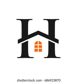 Letter H And House Symbol Vector Logo.