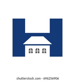 letter h and house vector logo
