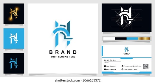 Letter H or HR monogram logo template with business card design