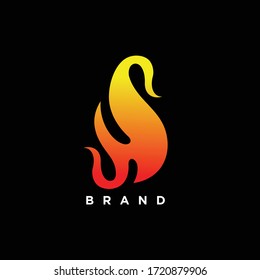 Letter H or HS initial logo with fire concept