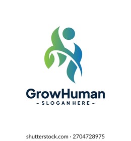 Letra H para design de modelo de vetor de logotipo de folha humana. Ilustração de vetor.