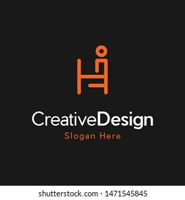 Letter H Human Line Creative Business Logo